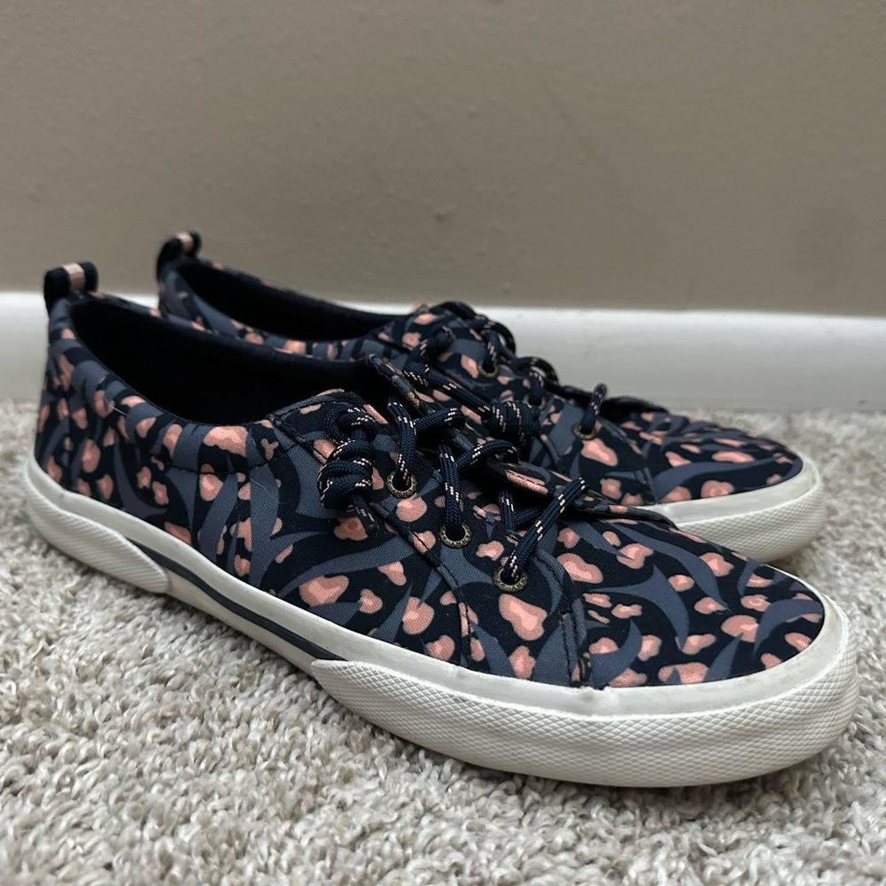 Sperry Topsider Shoes Blue Leopard Tiger Print